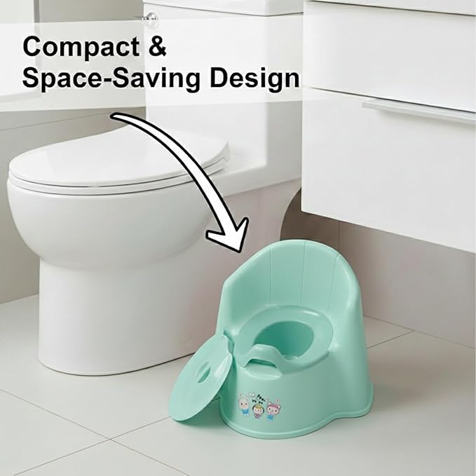 Safe - O - Kid 2 - in - 1 Baby Potty Seat with Backrest & Lid (1–4 Years) - Green - Potty Seat