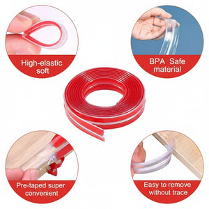 Safe-O-Kid, 2 Meter Silicone Edge Guard with 3M Adhesive- Transparent (Set of 1) - Soft Corner Guard