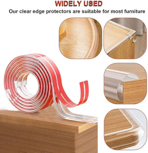 Safe-O-Kid, 2 Meter Silicone Edge Guard with 3M Adhesive- Transparent (Set of 1) - Soft Corner Guard