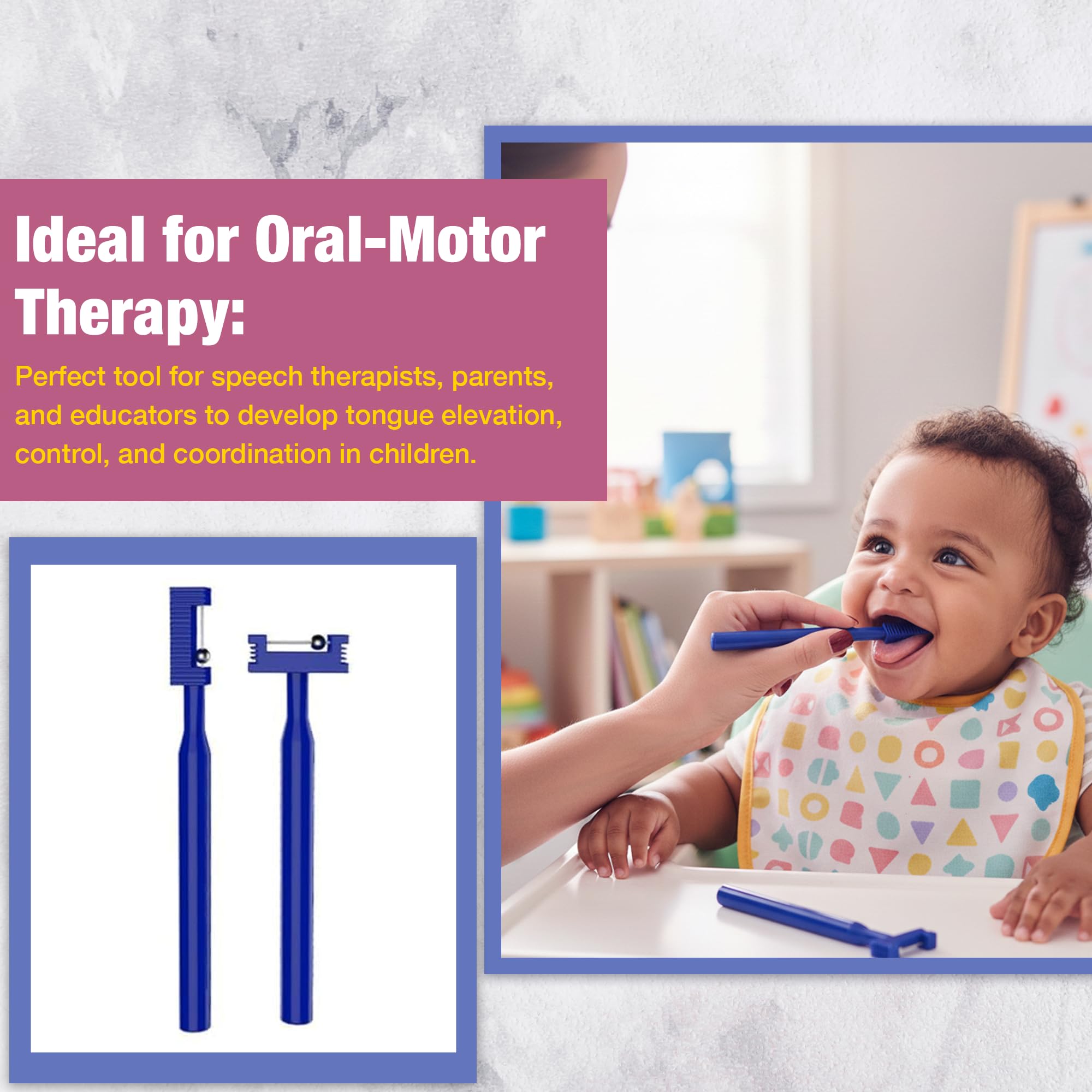 Safe - O - Kid 2 Pcs Speech Therapy Tools Tongue Training Kit | Professional Tongue Tip Exerciser for Kids & Adults | Oral Motor Exercise Set for Pronunciation, Speech Practice & Rehab | Blue - Teether