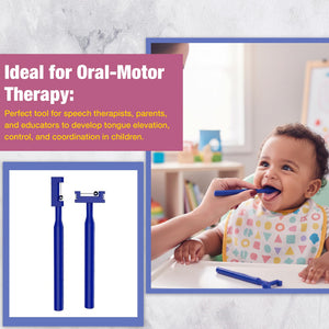 Safe - O - Kid 2 Pcs Speech Therapy Tools Tongue Training Kit | Professional Tongue Tip Exerciser for Kids & Adults | Oral Motor Exercise Set for Pronunciation, Speech Practice & Rehab | Blue - Teether