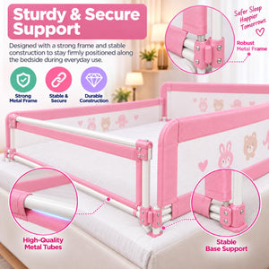 Safe-O-Kid 3 Side Foldable Bed Rail Guard 6.5 Ft Pink Guard - Bed Rails
