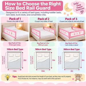 Safe-O-Kid 3 Side Foldable Bed Rail Guard 6.5 Ft Pink Guard - Bed Rails