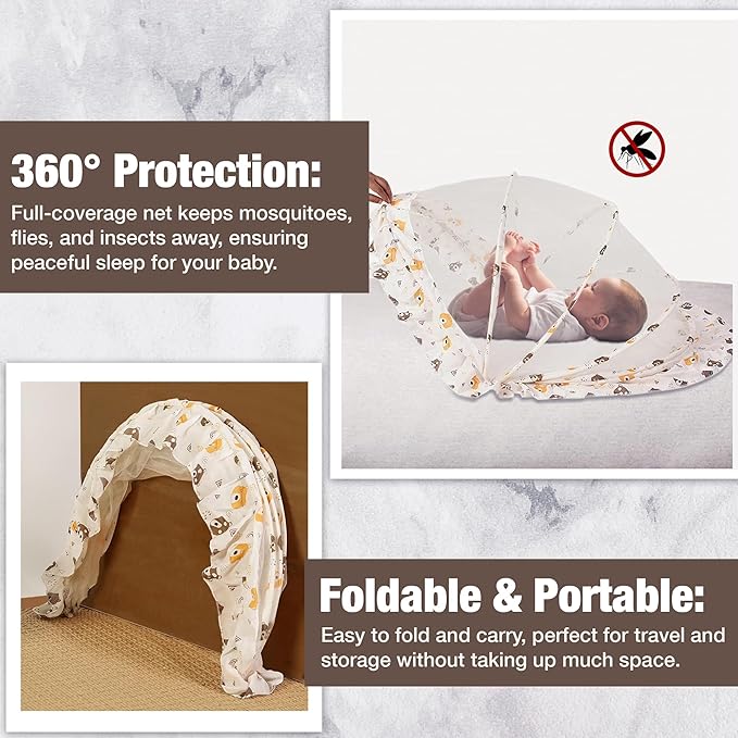 Safe - O - Kid 360° Protection Baby Mosquito Net – Foldable & Breathable Mesh - Baby Mosquito Net Portable Bed
