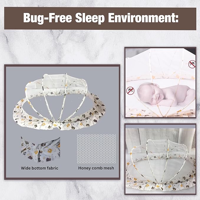 Safe - O - Kid 360° Protection Baby Mosquito Net – Foldable & Breathable Mesh - Baby Mosquito Net Portable Bed