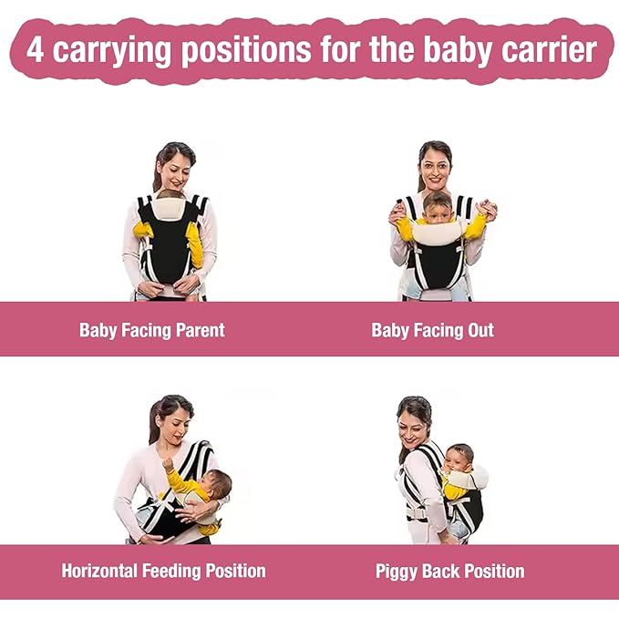 Safe - O - Kid 4 - in - 1 Baby Carrier – Front Inward Facing, Adjustable Cotton (Up to 15 kg) - Baby Carriers