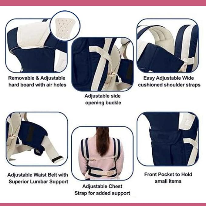 Safe - O - Kid 4 - in - 1 Baby Carrier – Front Inward Facing, Adjustable Cotton (Up to 15 kg) - Baby Carriers