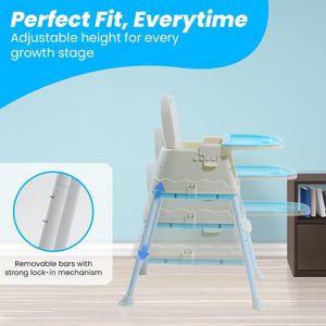Safe-O-Kid 4-in-1 Baby High Chair Blue - Baby Feeding Gear
