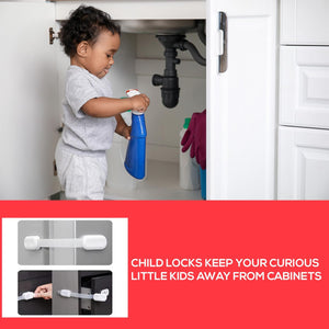 Safe-O-Kid Adjustable Safety Locks Pack of 10 - Cabinet Locks