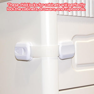 Safe-O-Kid Adjustable Safety Locks Pack of 10 - Cabinet Locks