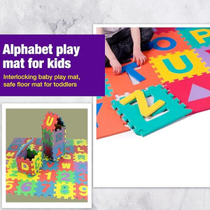 Safe - O - Kid Alphabet & Number Foam Puzzle Play Mat for Kids (36 Tiles) - Baby Playmat