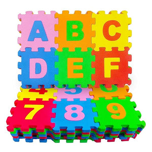Safe - O - Kid Alphabet & Number Foam Puzzle Play Mat for Kids (36 Tiles) - Baby Playmat