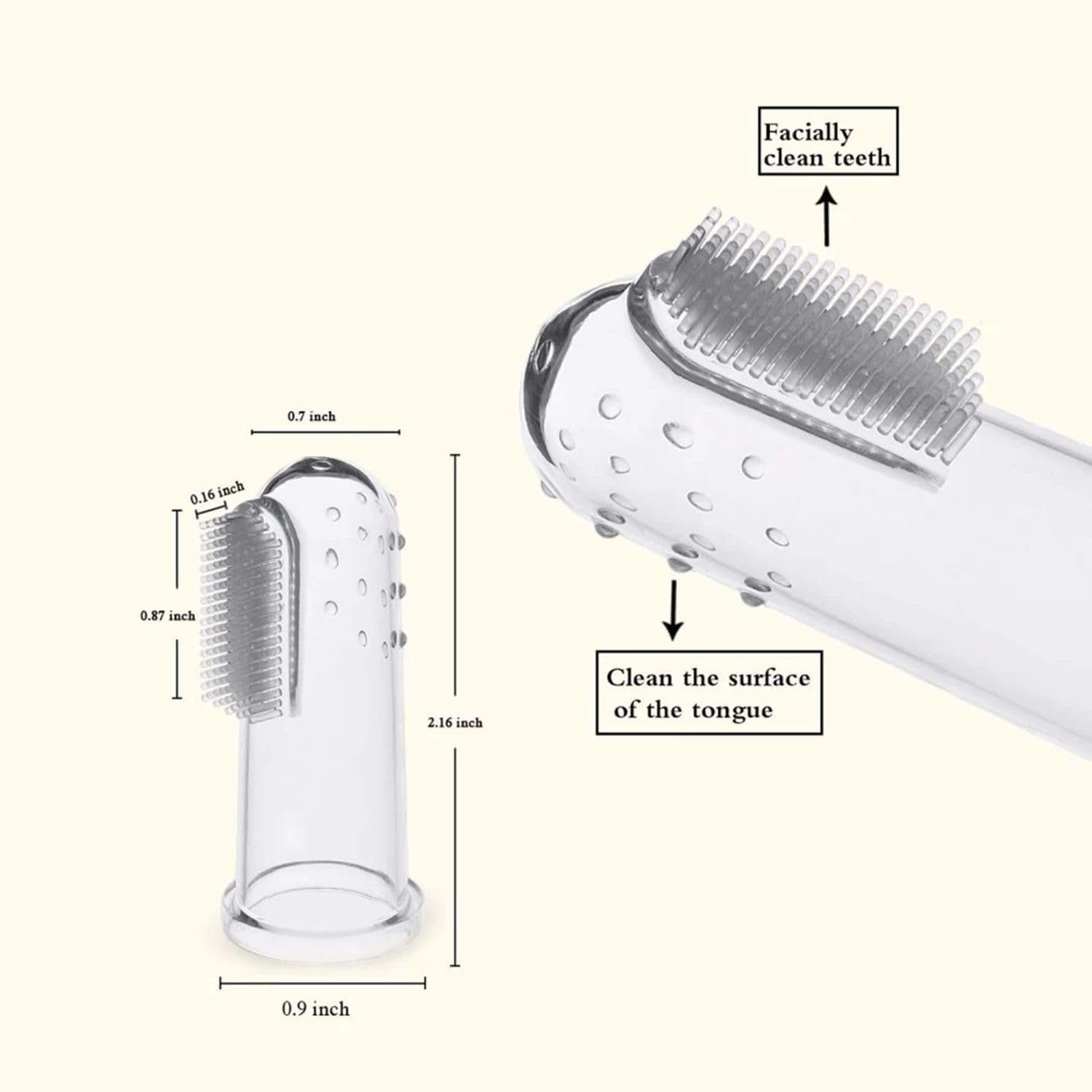 Safe - O - Kid Baby Finger Toothbrush – 100% Pure Silicone, BPA - Free, Odor - Free, Safe Gentle Gum Massager & Teeth Cleaner – Durable, Pediatrician - Recommended Brush for Newborns & Toddlers (Blue) - Toothbrush