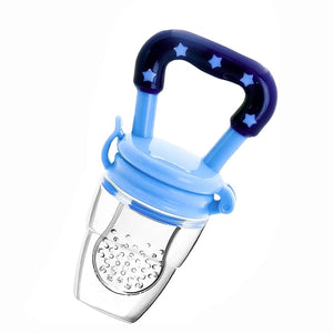 Safe - O - Kid Baby Fruit Nibbler/Pacifier - BPA - Free, 100% Pure Silicone, Teether for Baby | Soft Pacifier & Teether for Infants - Blue - Food Feeder