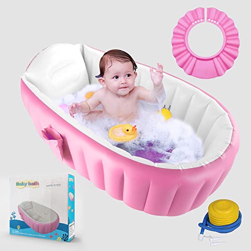 Safe - O - Kid - Baby Inflatable Bath Tub with Air Pump - Pink - S0K9BPRR22P002