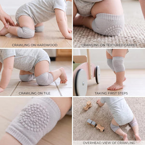 SAFE-O-KID Baby Knee Pads Set of 2 Pairs for Toddlers | Elbow & Knee Protector with Anti-Slip Silicone Dots | Soft, Stretchable & Breathable Support for Crawling & Walking (Grey) - Baby Anti-Slip Socks