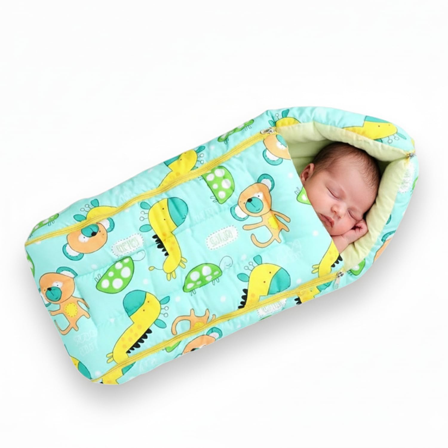 Safe - O - Kid Baby Sleeping & Carry Nest for Newborns (0–6 Months), Cotton Fabric, Green - Baby Nest