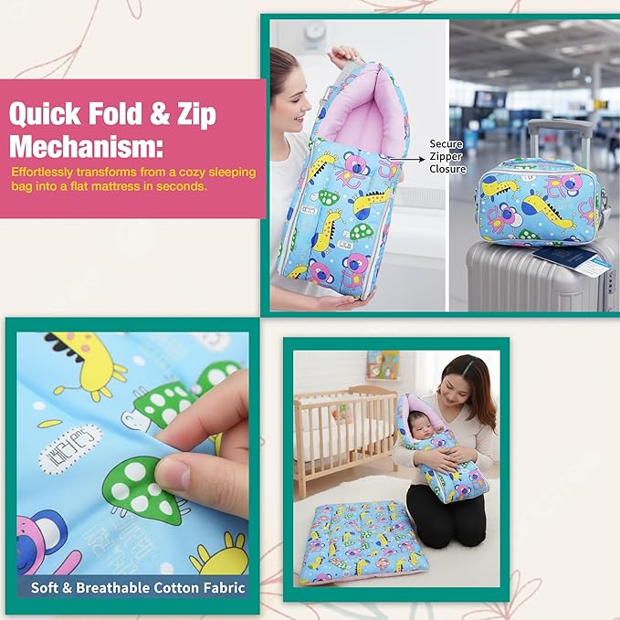 Safe - O - Kid Baby Sleeping & Carry Nest with Zipper (0–6 Months) - Baby Nest