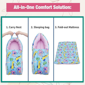 Safe - O - Kid Baby Sleeping & Carry Nest with Zipper (0–6 Months) - Baby Nest