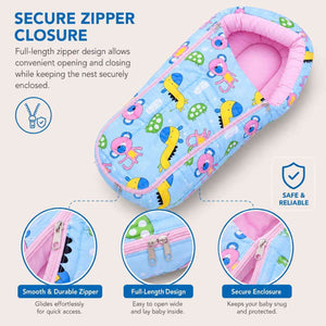Safe-O-Kid Baby Sleeping & Carry Nest with Zipper (0-6 Months) - Baby Nests