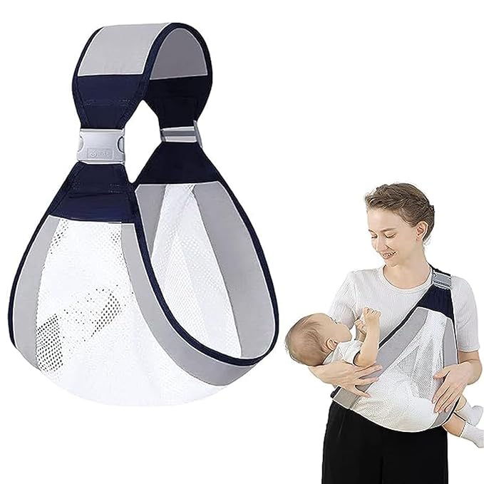 Safe - O - Kid Baby Sling Carrier – Adjustable Soft Cotton Baby Wrap (Grey) - Baby Carriers