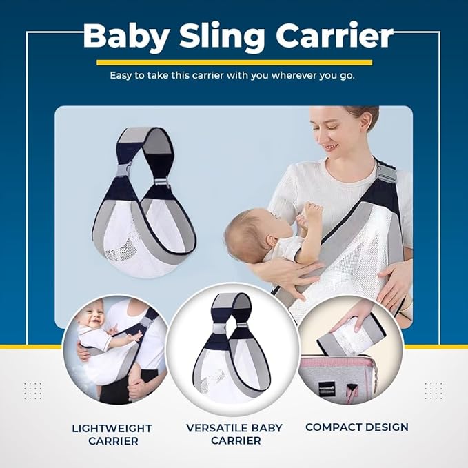 Safe - O - Kid Baby Sling Carrier – Adjustable Soft Cotton Baby Wrap (Grey) - Baby Carriers