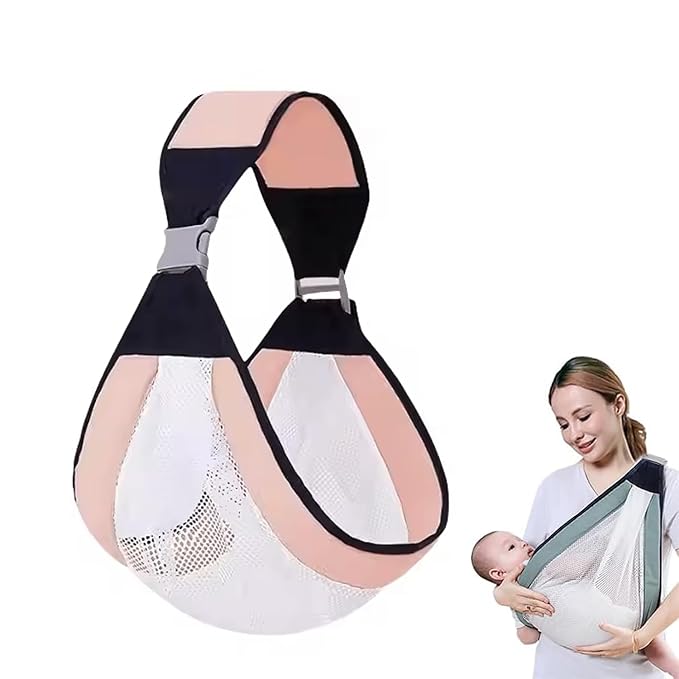 Safe - O - Kid Baby Sling Carrier – Adjustable Soft Cotton Wrap (Pink) - Baby Carriers