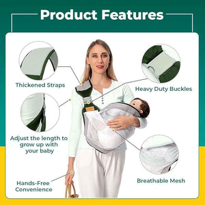Safe - O - Kid Baby Sling Carrier – Adjustable Soft Cotton Wrap (Pink) - Baby Carriers