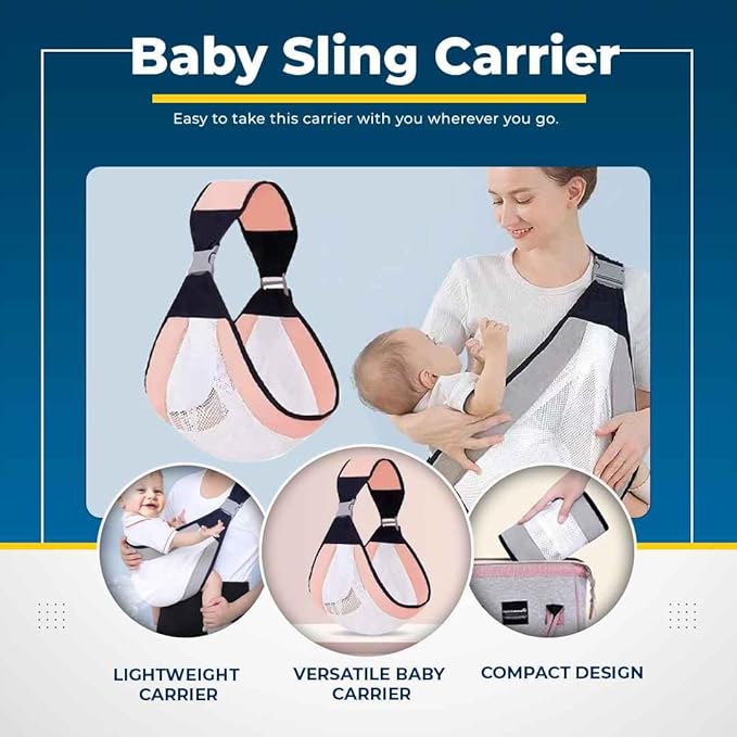 Safe - O - Kid Baby Sling Carrier – Adjustable Soft Cotton Wrap (Pink) - Baby Carriers