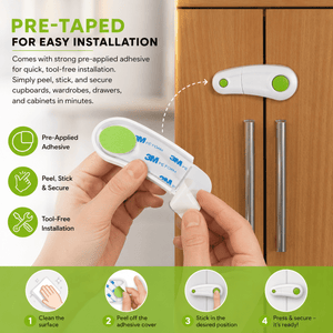 Safe-O-Kid BPA-Free Child Safety Drawer Locks Pack of 2 - Cabinet Locks