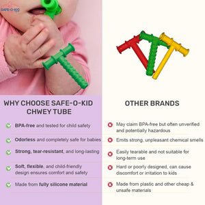 Safe-O-Kid , BPA-free silicone Chewy Tube- Blue - Teether