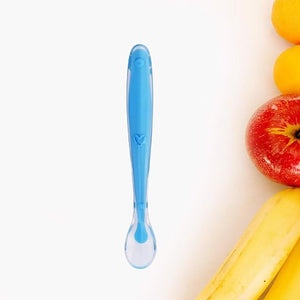 Safe - O - Kid BPA - Free Silicone Tip Spoon for Babies (Blue, 1 Pc) - Spoon