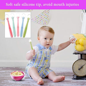 Safe - O - Kid BPA - Free Silicone Tip Spoon for Babies (Blue, 1 Pc) - Spoon