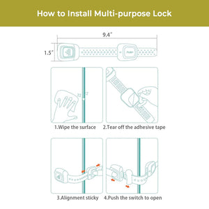 Safe-O-Kid- Cabinet/Drawer Lock- Grey - Cabinet Locks