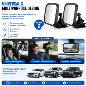 Safe-O-Kid Car Rear View Mirrors Pack of 2 - Baby Car safety seat Accessories