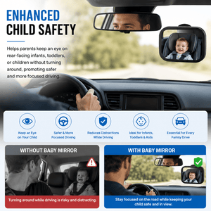 Safe-O-Kid Car Rear View Mirrors Pack of 2 - Baby Car safety seat Accessories