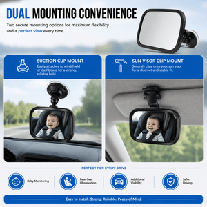 Safe-O-Kid Car Rear View Mirrors Pack of 2 - Baby Car safety seat Accessories