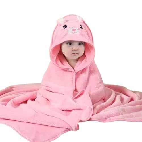 Safe - O - Kid Cartoon Hooded Bath Towel for Babies & Kids (0–6 Years) – Pink - Kids Hooded Towel