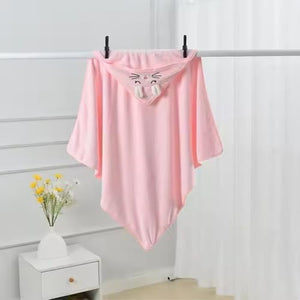 Safe - O - Kid Cartoon Hooded Bath Towel for Babies & Kids (0–6 Years) – Pink - Kids Hooded Towel