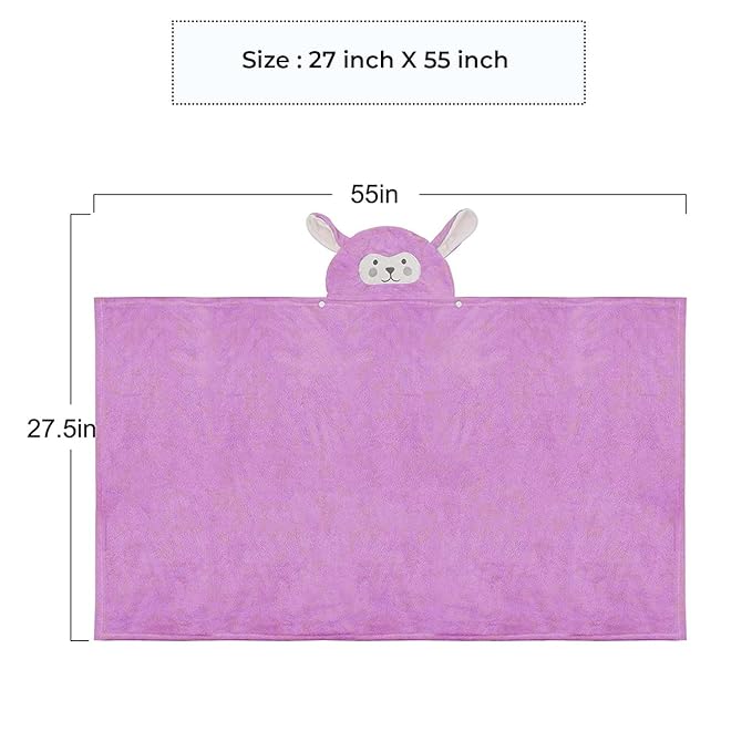 Safe - O - Kid Cartoon Hooded Bath Towel for Babies & Kids (0–6 Years) – Pink - Kids Hooded Towel