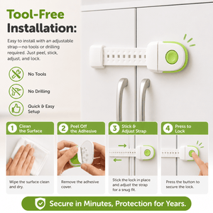 Safe-O-Kid Child Safety Locks Pack of 4 - Cabinet Locks