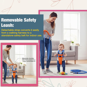 Safe - O - Kid - Child Walking Harness Safety Belt - (Orange & Blue) - Baby Safety