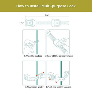 Safe-O-Kid Drawer Door Guard Lock Grey 8 Pack | The Mom Store - Cabinet Locks