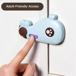 Safe-O-Kid- Drawer/Cabinet Locks, Whale Shaped- Blue (Pack of 4) - Cabinet Locks