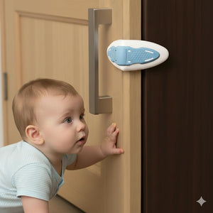 Safe-O-Kid, Durable, Elegant 100% Kid Safe Drawer Lock for Kids, Blue, Pack of -4 - Cabinet Locks