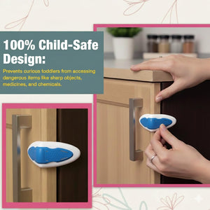 Safe-O-Kid, Durable, Elegant 100% Kid Safe Drawer Lock for Kids, Blue, Pack of -4 - Cabinet Locks