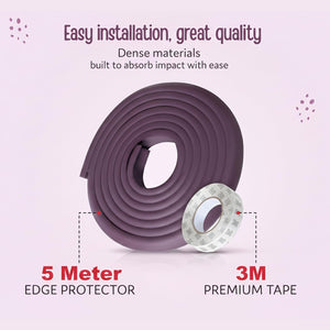 Safe-O-Kid, Edge Guards 5 Meter with 3M Adhesive- Brown (Pack of 1) - Soft Corner Guard