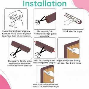 Safe-O-Kid, Edge Guards 5 Meter with 3M Adhesive- Brown (Pack of 1) - Soft Corner Guard