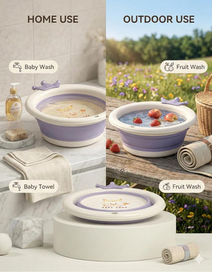 Safe-O-Kid Foldable Baby Bath Basin Purple - Bathing Essentials