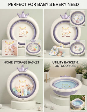 Safe-O-Kid Foldable Baby Bath Basin Purple - Bathing Essentials